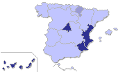 Mapa coloreado por comunidades segn la participacin en primer avance comparada con 2004