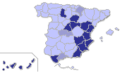 Mapa coloreado por provincias segn la participacin en primer avance comparada con 2004