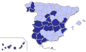 Mapa coloreado por provincias segn la participacin en segundo avance comparada con 2004