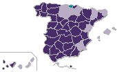 Mapa coloreado por provincias segn la participacin en primer avance comparado con 2007