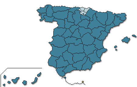 Mapa coloreado segn los resultados de la candidatura comparados con los resultados de 2008