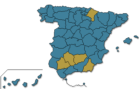 Mapa coloreado segn los resultados de la candidatura comparados con los resultados de 2008