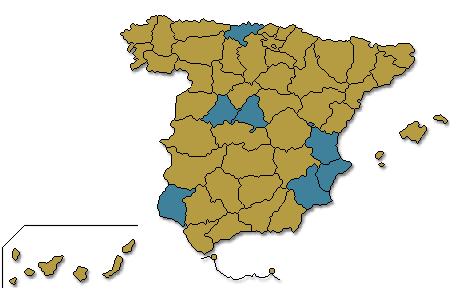 Mapa coloreado segn los resultados de la candidatura comparados con los resultados de 2008